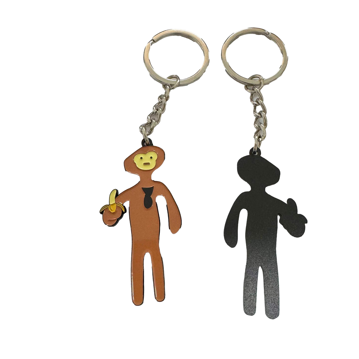 Monke Enjoying Banana Enamel Keychain