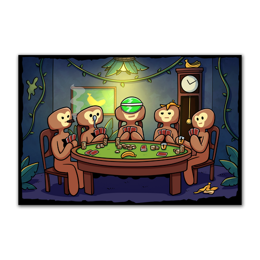 Monkes Playing Poker Poster