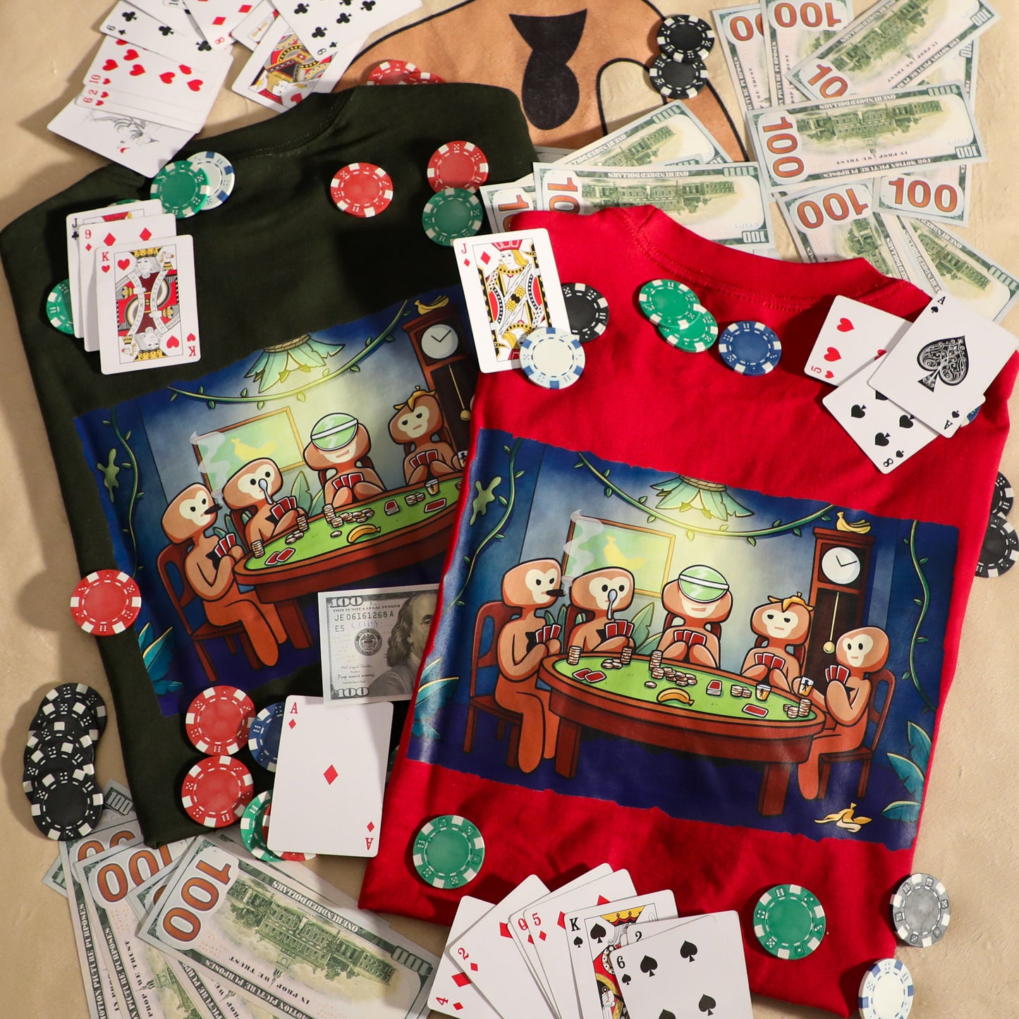 Monkes Playing Poker T-Shirt